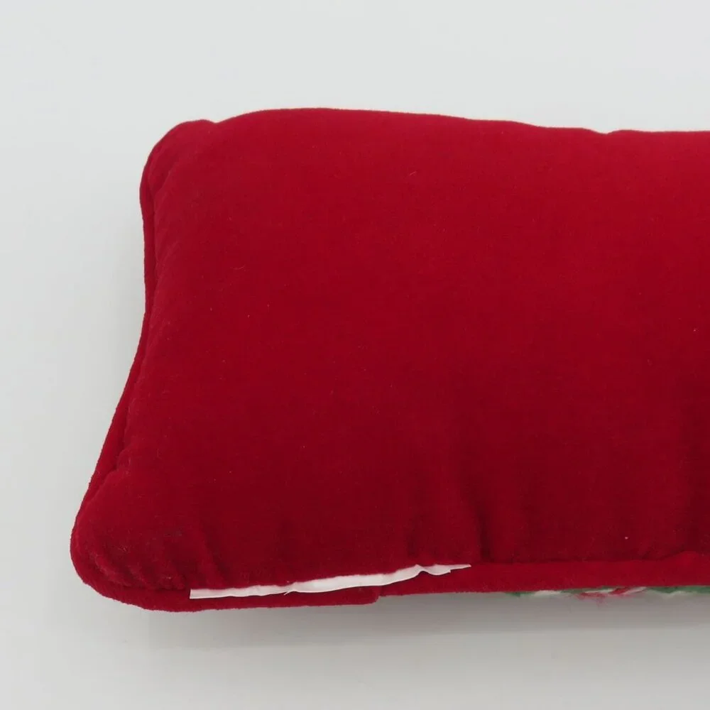 Dear Santa I Can Explain Needlepoint Red Green Peppermint Candy Christmas Pillow